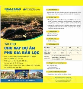 Phú Gia Bảo Lộc – Thanh toán linh hoạt, vay Nam Á Bank ưu đãi, chiết khấu đến 8%​​​​​​​ 