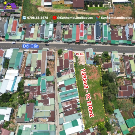 Lô đất trung tâm thành phố Bảo Lộc 1595m2 mặt tiền Đội Cấn