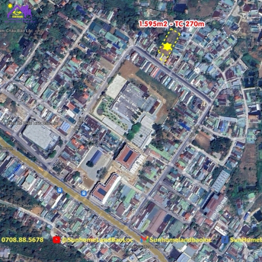 Lô đất trung tâm thành phố Bảo Lộc 1595m2 mặt tiền Đội Cấn